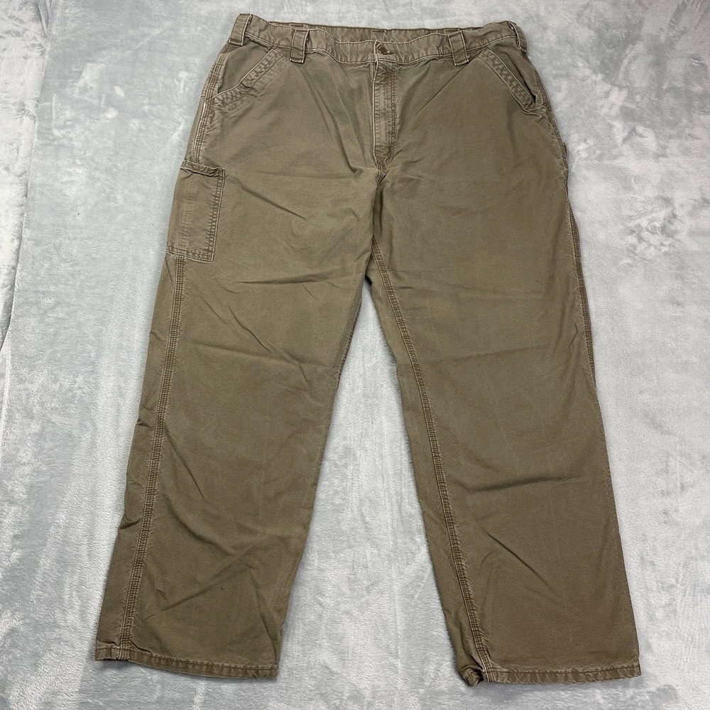 Carhartt B151 Carpenter Work Pants Men 42x32 Brown Canvas High Rise Dungaree Fit